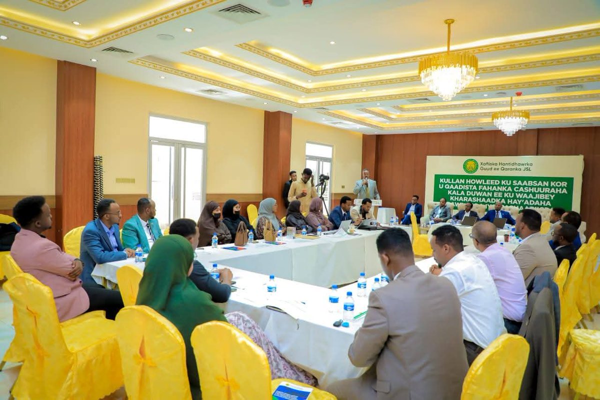 slmofd's tweet photo. The Auditor General and the Ministry of Finance &amp; Economic Development launched a two-day workshop for 15 government institutions in Hargeisa to strengthen tax compliance, financial accountability, and expenditure management for donor-funded projects. #Somaliland #PublicFinance https://t.co/0XcKJ8xMEX