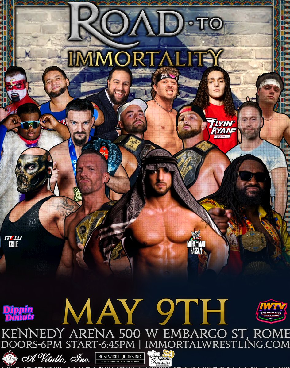 ImmortalCW's tweet photo. 🔥TONIGHT🔥
#RoadToImmortality LIVE on @indiewrestling at the Kennedy Arena in Rome! Don't miss one of the biggest #ICW events of the year! Tickets available at the doors! Doors open at 6PM! https://t.co/gR7Qcz2N1Z