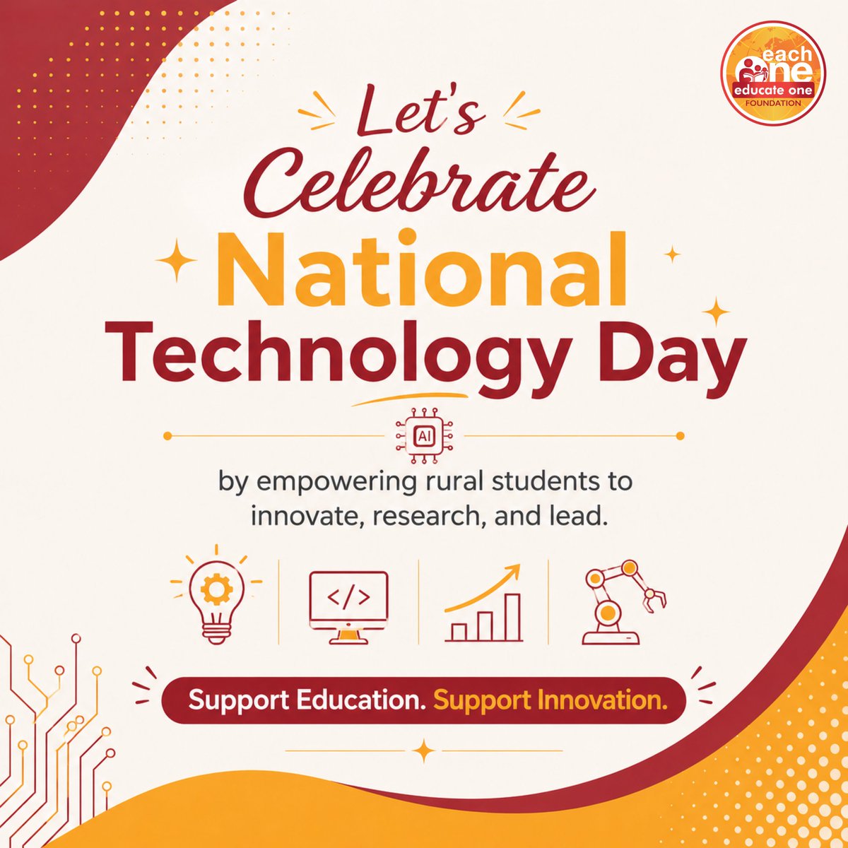 Each1EducateOne's tweet photo. This #NationalTechnologyDay, we celebrate rural students proving that with free-of-charge education, strong mentorship &amp; research-led learning, innovation can thrive anywhere.

Support: https://t.co/UVK4XlGSTj https://t.co/L91B8Y5KUc
