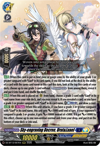 CrusherKyou's tweet photo. Sky-engraving Decree, Urut&amp;Luael (CFV, 221 Words) VS Endymion, the Mighty Master of Magic (YGO, 185 Words) https://t.co/Bmj2kaROHC