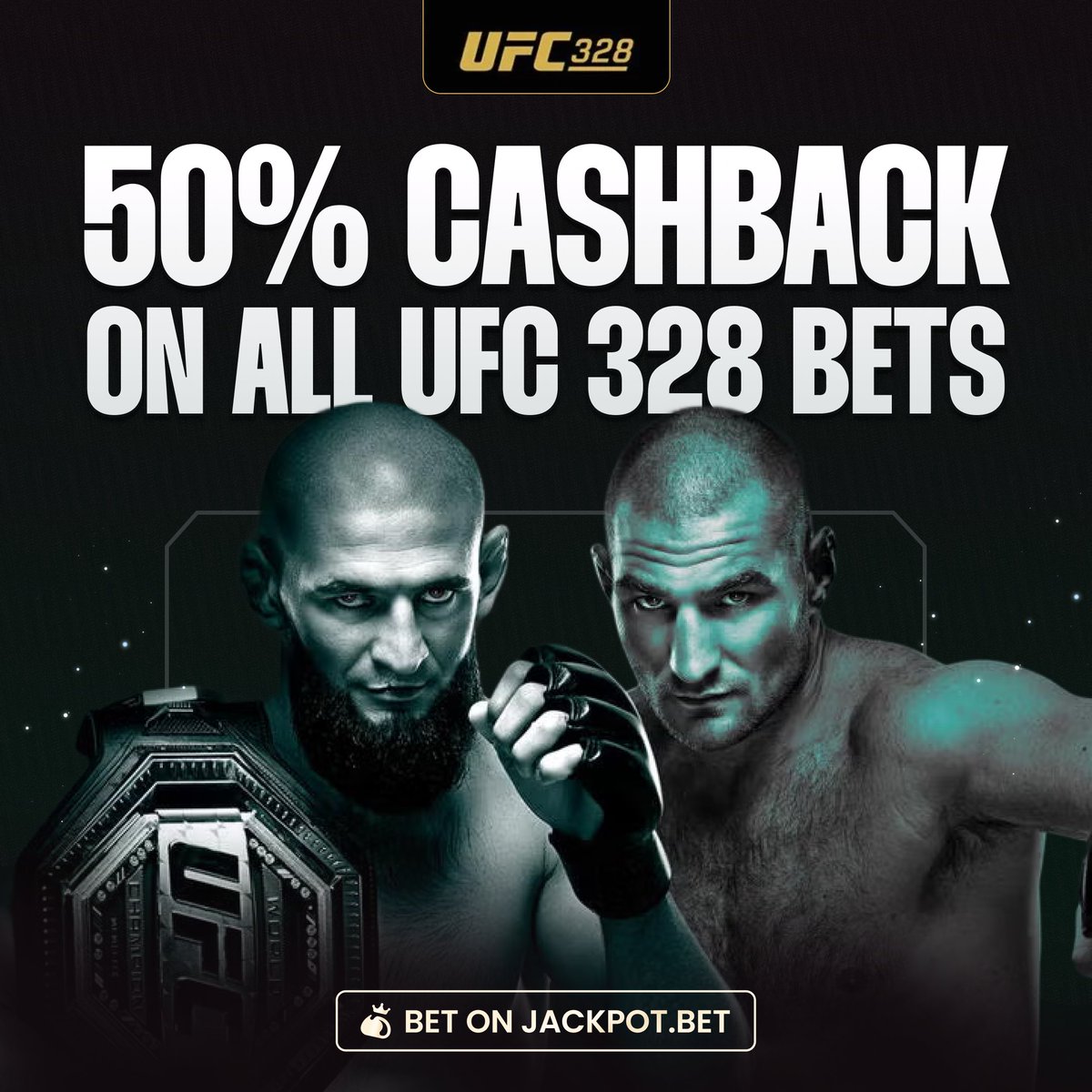 JackpotBet's tweet photo. UFC 328: Chimaev vs Strickland – We've got your back!

Get 50% back on your net losses, up to $100 cashback.

• Bet on any fight during UFC 328
• 50% Cashback up to $100
• Cashback credited within 48 hours post-event