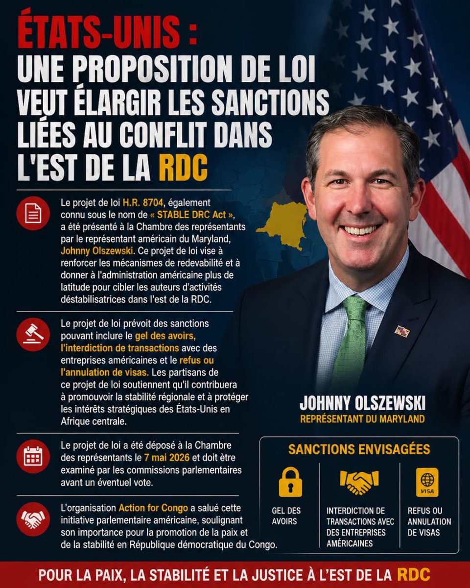 KalonjiTV's tweet photo. *#USA🇺🇸-#RDC🇨🇩-#RWANDA🇷🇼:*
Ce qu'il faut retenir de la proposition de loi du démocrate Johnny #Olszewski suite aux parties qui ne pourront pas respecter les signatures des accords de #Washington. https://t.co/XYA0KvJq8z