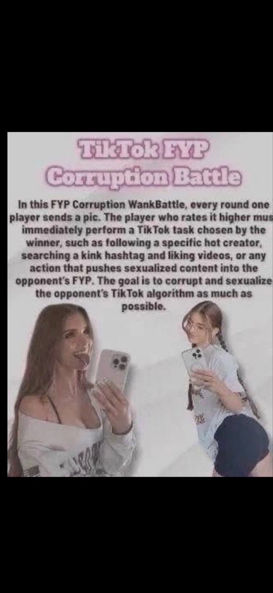 loser8762's tweet photo. Is anyone down for this batttlee it looks so fuunnnn dmmm me 
#wankbattle #wankchat #tiktok https://t.co/S1jFh4tVAu