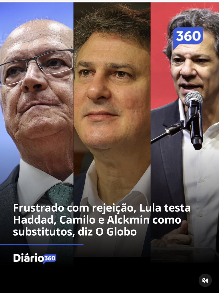MARINESARALDI's tweet photo. Frustrado com rejeição, Lula testa Haddad, Camilo e Alckmin como substitutos, diz O Globo

Qual deles tem seu apoio? https://t.co/BRiuA9rYbu