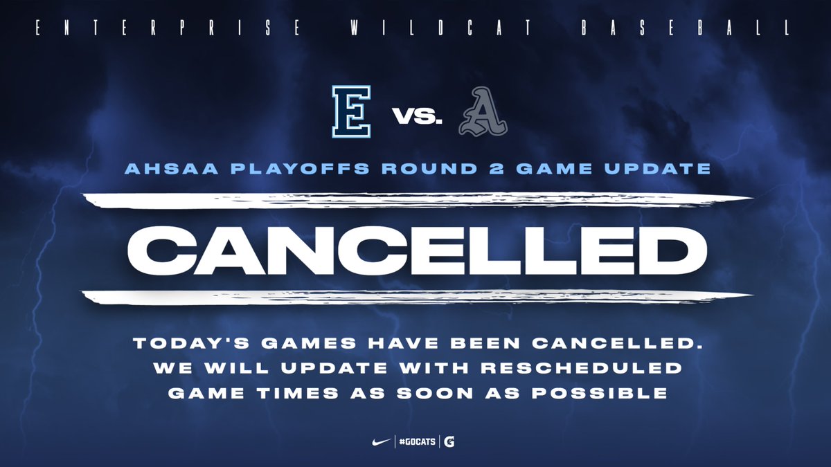 EnterpriseHighS's tweet photo. *UPDATE* 

Today's games have been cancelled. We will update with rescheduled game times as soon as possible.

| #GoCats https://t.co/nG2iVb6npc