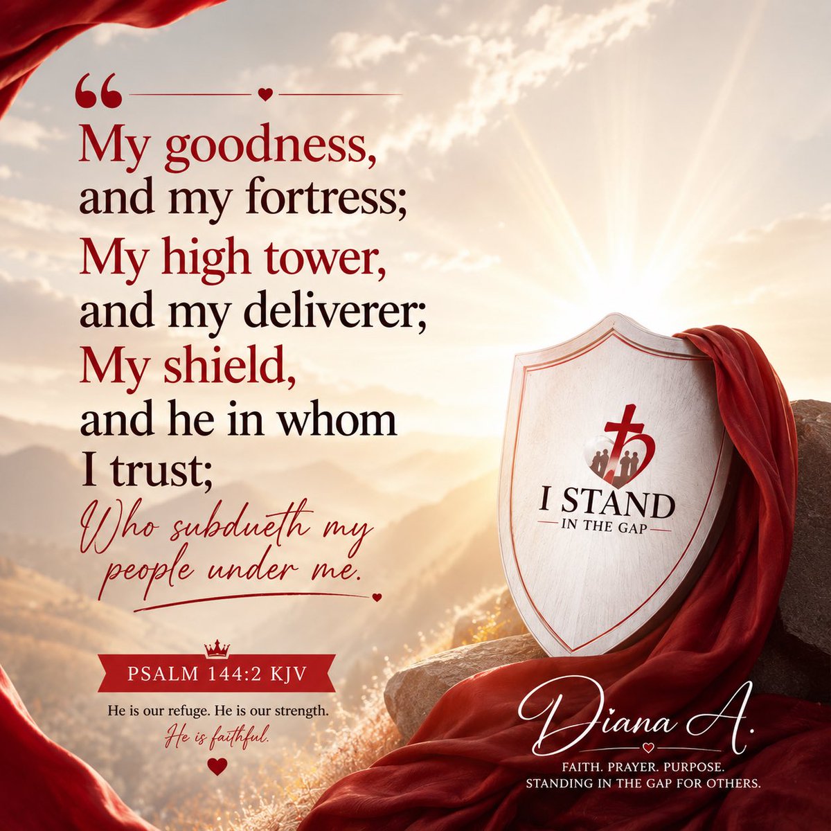 dianamarcus's tweet photo. Today, I encourage you to place your trust completely in the lord. 
The God who has kept you this far will never fail you.
He is our shield in battle.
Our fortress in difficult times.
Our deliverer from every trouble.
Our confidence and peace. 🙏 https://t.co/dZGJA5eEwi