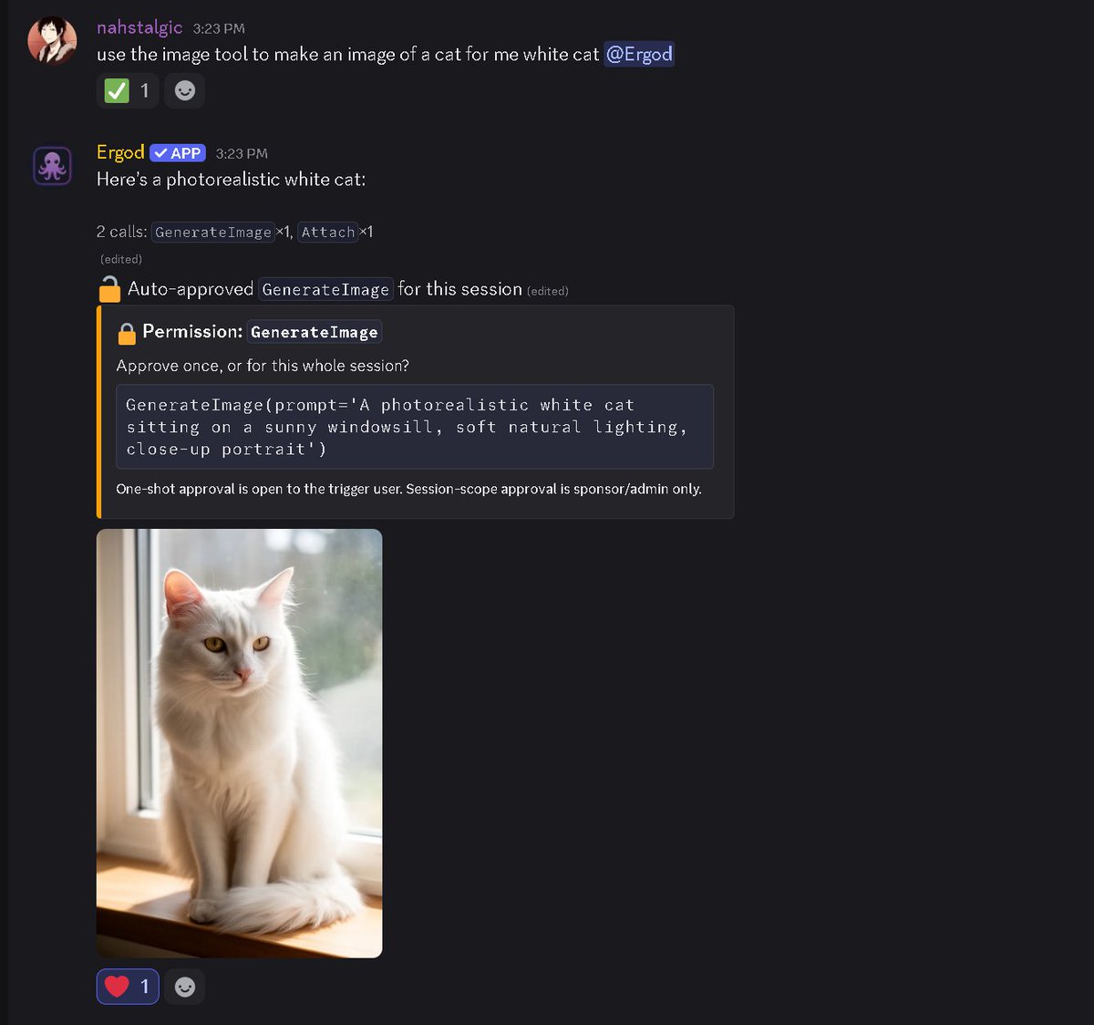 ergod_dev's tweet photo. image gen, wasn't a priority but it is fun, check!
#agentic #ai #discord #bot #ergod https://t.co/IJiZ4epVv8
