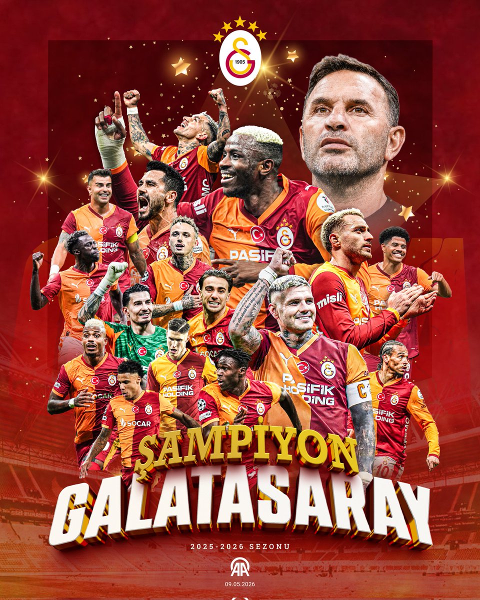 valicinar's tweet photo. 2025-2026 Türkiye 🇹🇷 Super Ligi Futbol Şampiyonu🏆 olan @GalatasaraySK tebrik ediyorum.
Bu başarıda emeği geçen Futbol Takımı oyuncularını, Teknik Heyeti, Takım Yöneticilerini ve tüm taraftarları kutluyorum.👏
#Galatasaray' a Şampiyonlar ligi maçlarında başarılar diliyorum. https://t.co/t5YqjSz1pG