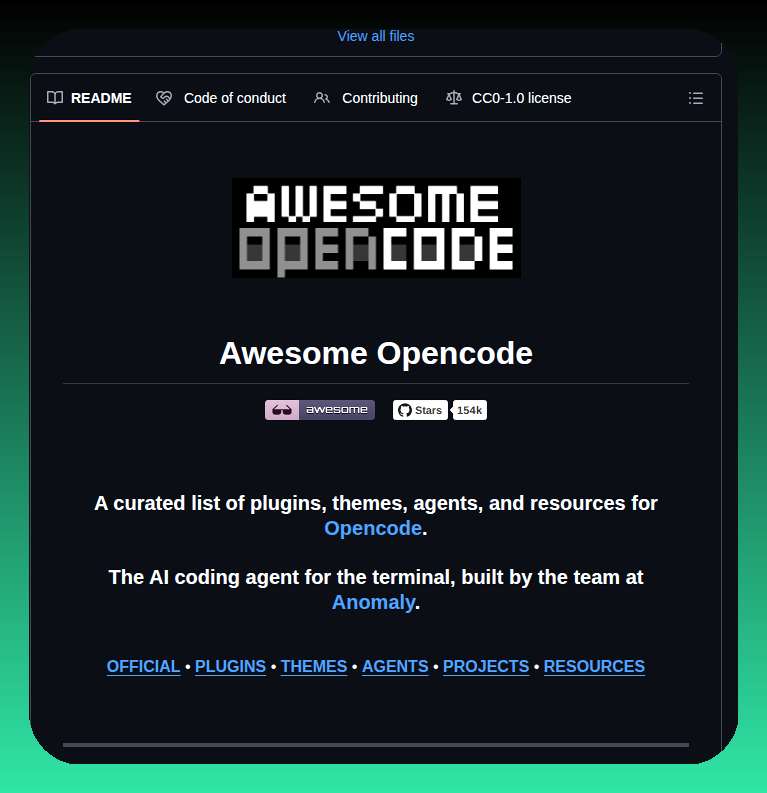 tom_doerr's tweet photo. Curated list of plugins, themes, and agents for Opencode

https://t.co/nnmgePNewK https://t.co/BBO7Wbg4pf