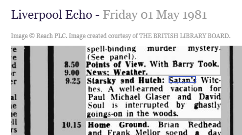 mikefromuncle's tweet photo. @Dene71 The @BNArchive has a listing from the Liverpool Echo where it's in a TV listing from May 1981. https://t.co/9yae4nm2w9