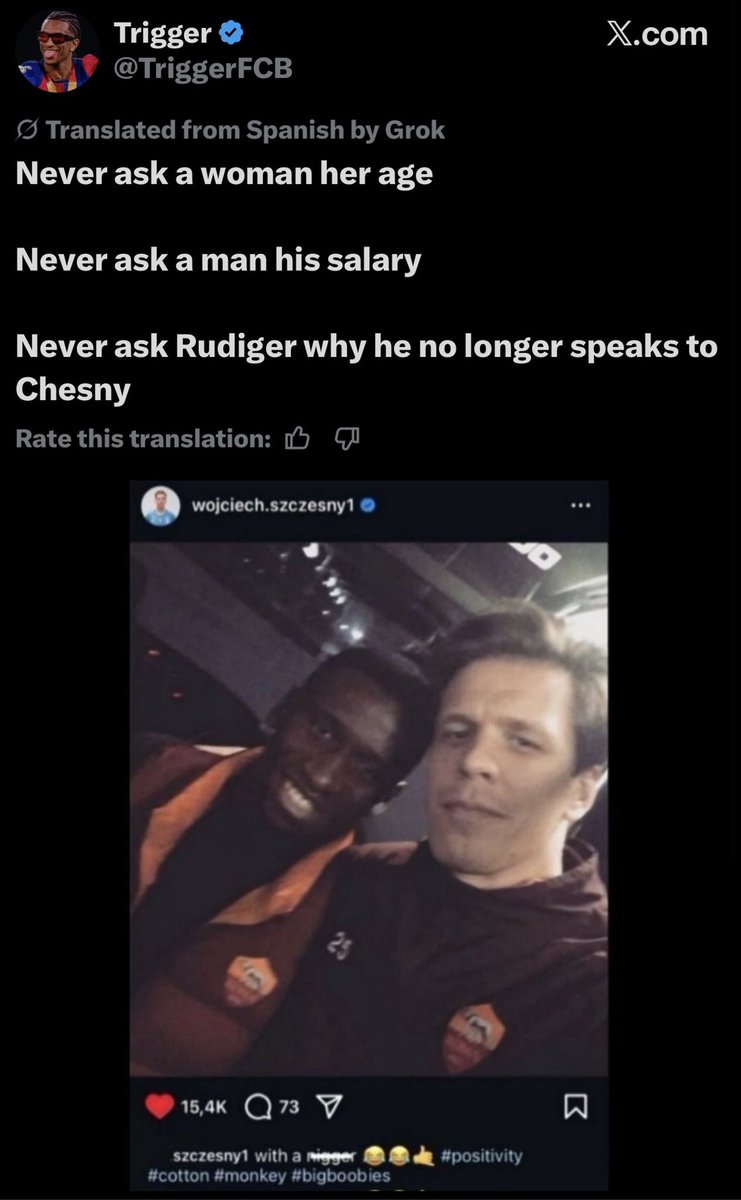 Rayanwaves's tweet photo. Why does Rudiger no longer speak to TEK ?? https://t.co/C6OalfcqjY