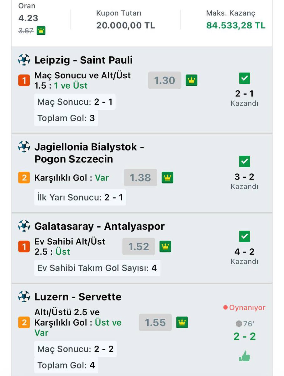 kabasakalsahada's tweet photo. günün kuponu rahat kazandı 🏆🔥

Şampiyon Galatasaray’ı da cani gönülden tebrik ederim. 

Kuponu değerlendiren tüm dostlara afiyet olsun, destek olan dostlara bizde destek çıkalım hemen https://t.co/199nwlsvLK
