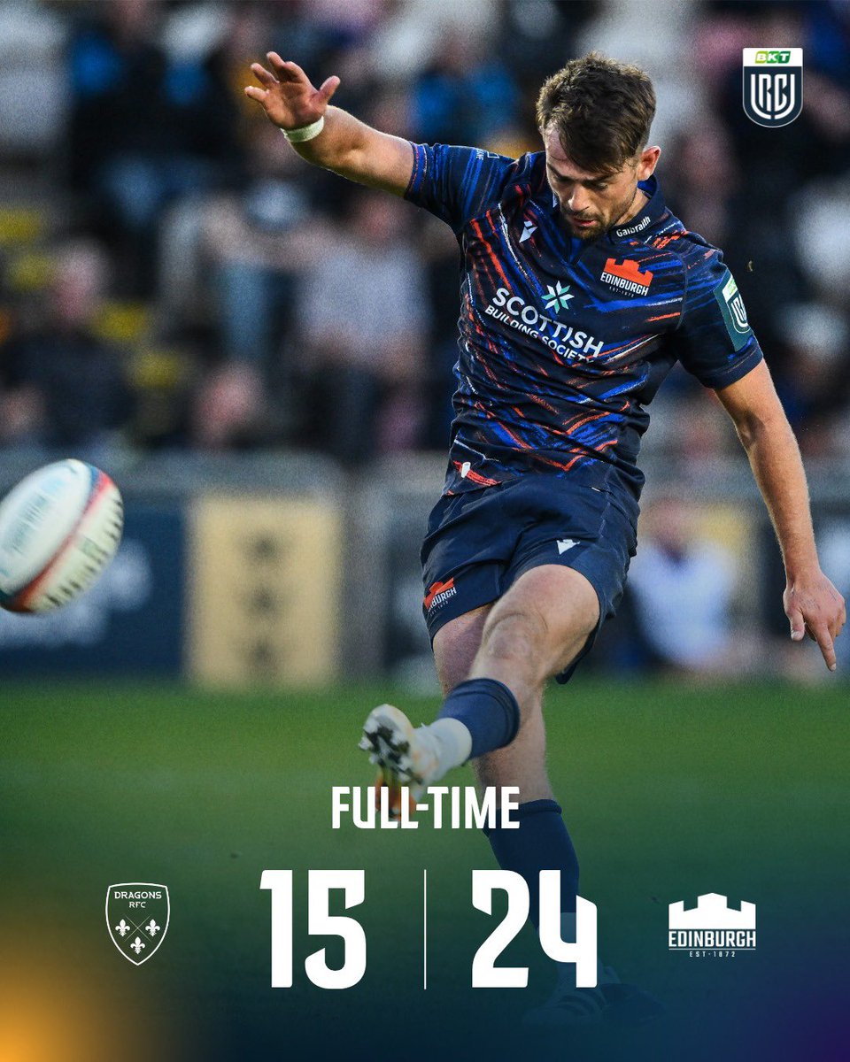 URCOfficial's tweet photo. FULL TIME ๐ฅ๐๏ธ
Edinburgh close it out and claim the W in a hard-fought battle ๐ฅ
A big result as they keep pushing up the table ๐
#BKTURC #URC | #DRAvEDI https://t.co/j1yqlOLtK7