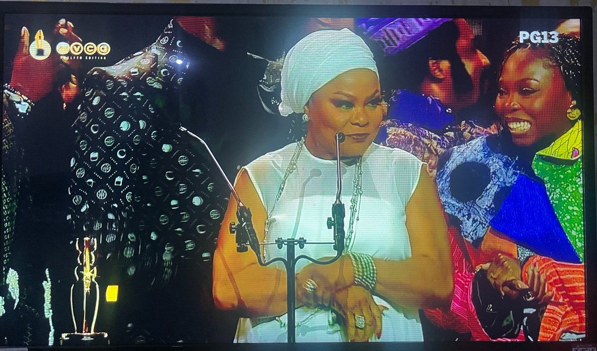 bellanaija's tweet photo. #AMVCA12 Industry Merit Award Winner — Sola Sobowale https://t.co/jzS7r989F1
