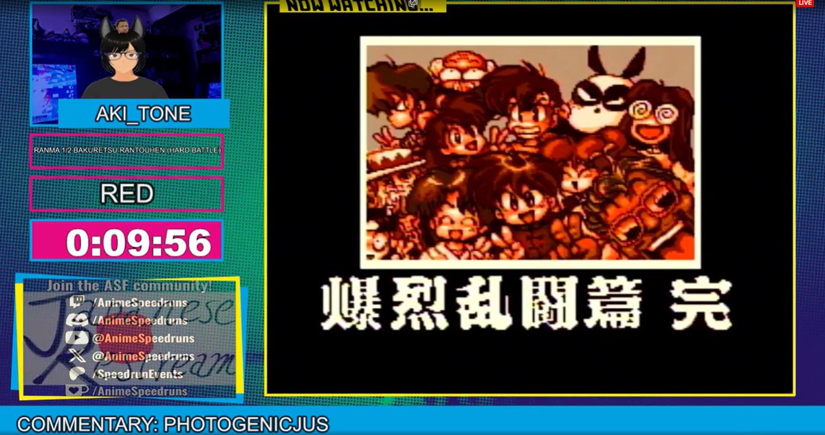 Can you believe it Ranma 1/2 Bakuretsu Rantouhen #RanmaHardBattle Cleared in under 10 minutes on the hardest mode. Well done <a href="/_akiTONE_/">aki_TONE💻🐶</a> and nice commentary by <a href="/photogenicjus/">PhotogenicJus</a> 

Lots of clutch game play, I know a couple of people that would be pressed to watch this on the #ASF Vod