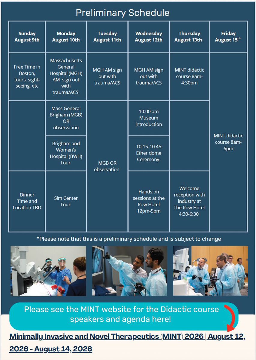 SGSS_KSA's tweet photo. 🚨 Exciting news for Saudi surgeons!
🇸🇦 SGSS &amp; RSS Saudi Arabia are thrilled to announce the MINT 2026 Course &amp; Observership in affiliation with Harvard Medical School!
🗓️ August 10–14, 2026 📍 Boston, MA — MGH &amp; Brigham and Women's Hospital
🧵 Thread 👇 https://t.co/OFHZG0HWv5