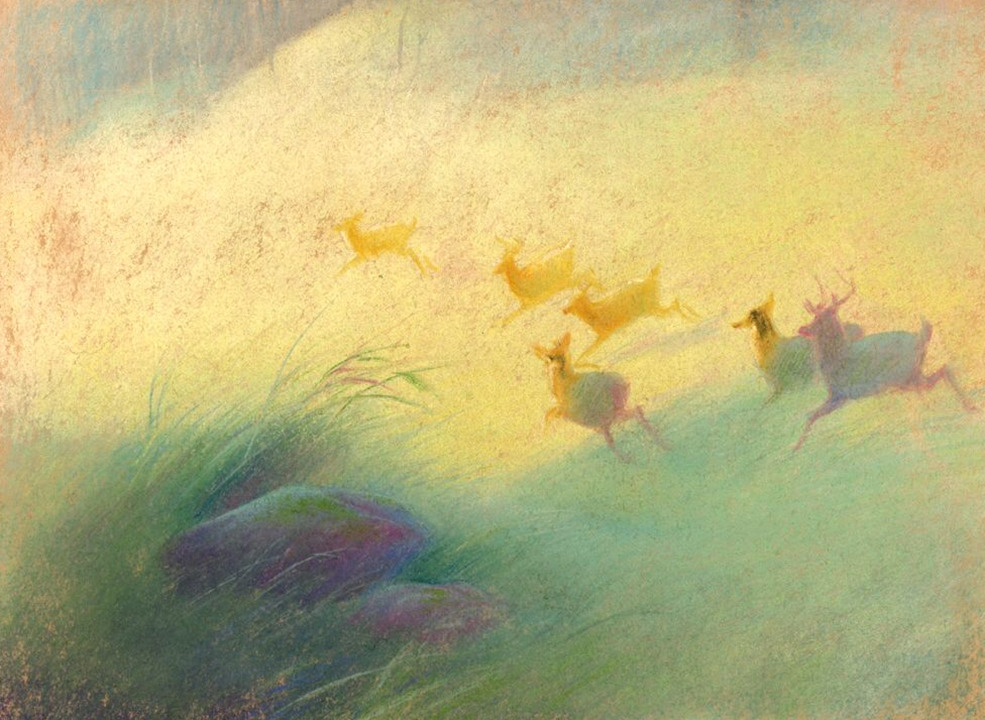 Concept art by Tyrus Wong for Disney's Bambi (1942)