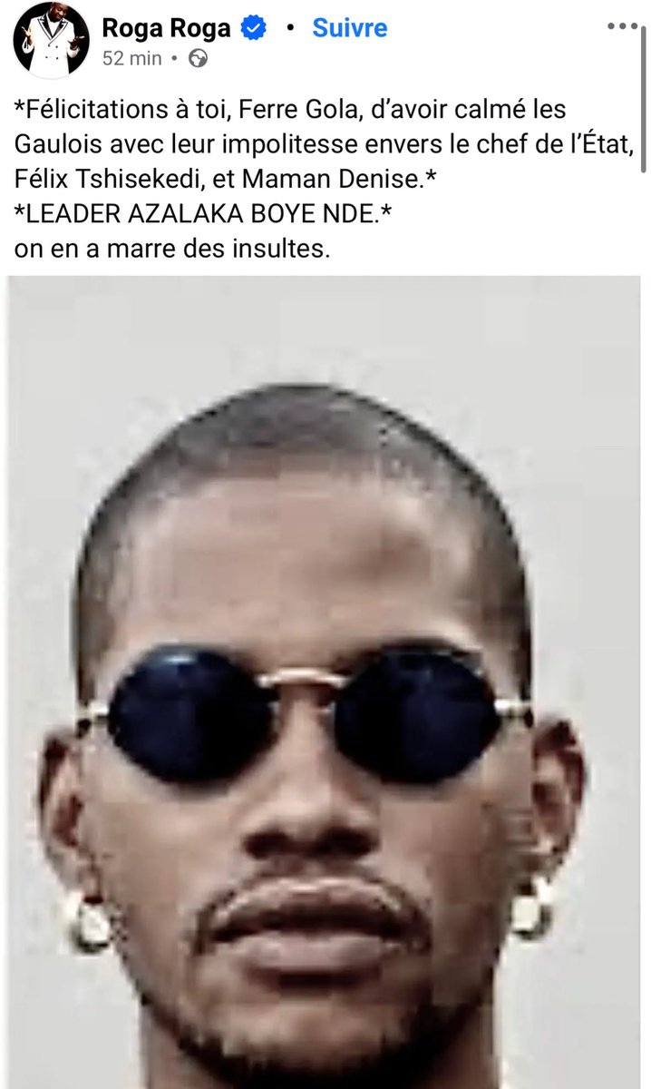 Douleur ya mafinga ti lelo Roga a tikala ko digérer ango te ! 
Si on lui demande ce que Ferre lui a fait personnellement il aura aucune réponse à donner 😂