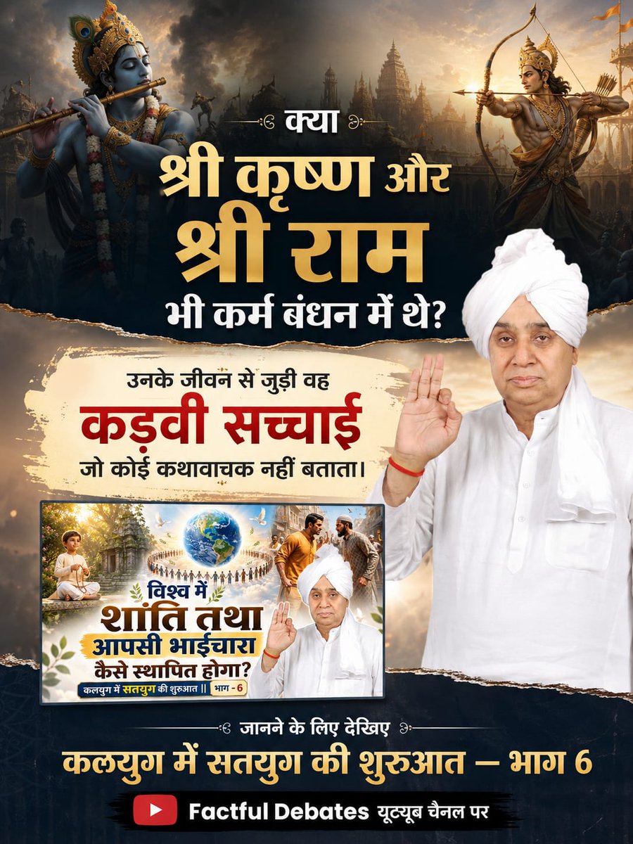#कलयुगमेंसतयुगकीशुरुआत_भाग6
क्या श्री कृष्ण और श्री राम भी कर्म बंधन में थे? उनके जीवन से जुड़ी वह कड़वी सच्चाई जो कोई कथावाचक नहीं बताता।
जानने के लिए देखिए कलयुग में सतयुग की शुरुआत — भाग 6, Factful Debates यूट्यूब
