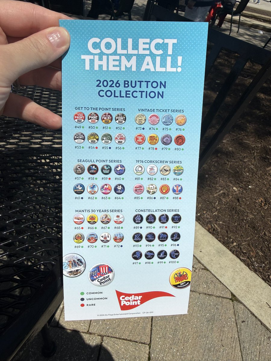 AmusementTweets's tweet photo. The new 2026 Button Collection at @cedarpoint #cedarpoint 😎

 #buttoncollection #buttoncollector #buttoncollectors #cedarpoint2026 https://t.co/XtfjTWPYgs