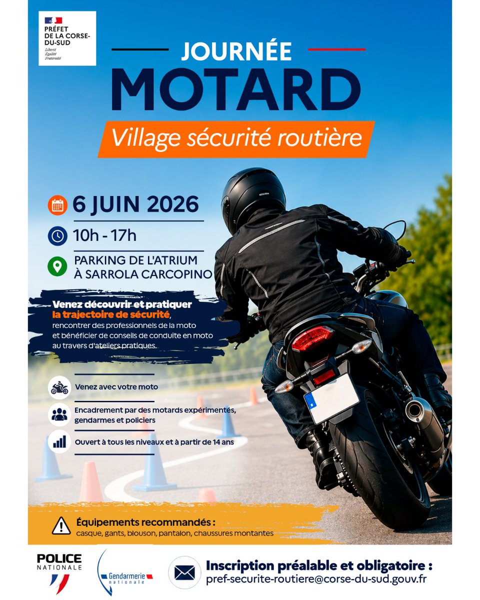Image de Préfet de Corse préfet de Corse-du-Sud - 🏍 𝗝𝗢𝗨𝗥𝗡𝗘́𝗘 𝗠𝗢𝗧𝗢 - 𝟲 𝗝𝗨𝗜𝗡 𝟮𝟬𝟮𝟲

La préfecture, en partenariat avec les services 