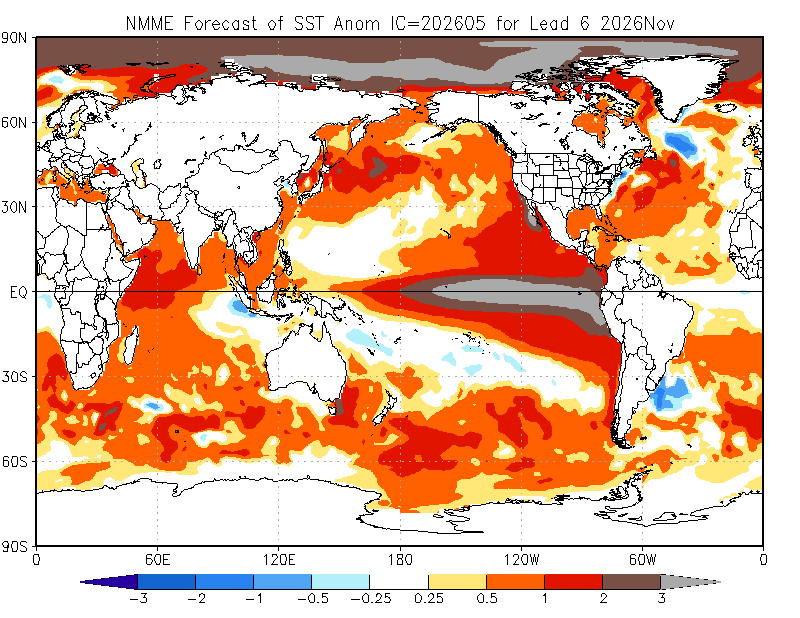 daniloevan11's tweet photo. Quite incredible if you ask me, first the Euro &amp; CFS, now the NMME showing that we might have a 3C El Nino this year. I have some doubts about this happening because it seems so extreme, but it if it happens, it would be extreme!! https://t.co/9Sl73CD1aS