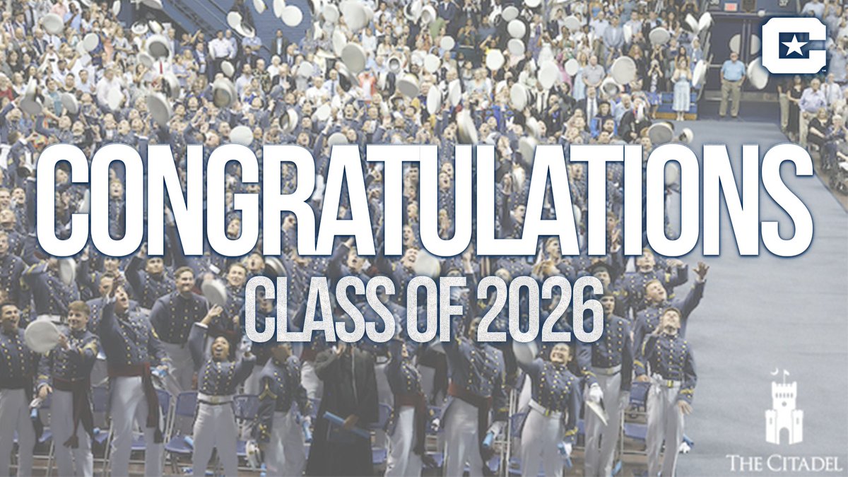CitadelSports's tweet photo. We're proud to celebrate @Citadel1842 Class of 2026 as 55 cadet-athletes officially secured degrees during this morning's South Carolina Corps of Cadets commencement ceremony 📜🫡

Full release ⤵️
📰: https://t.co/ty83gxDxWG

#HonorDutyRespect https://t.co/GApOv6I65W