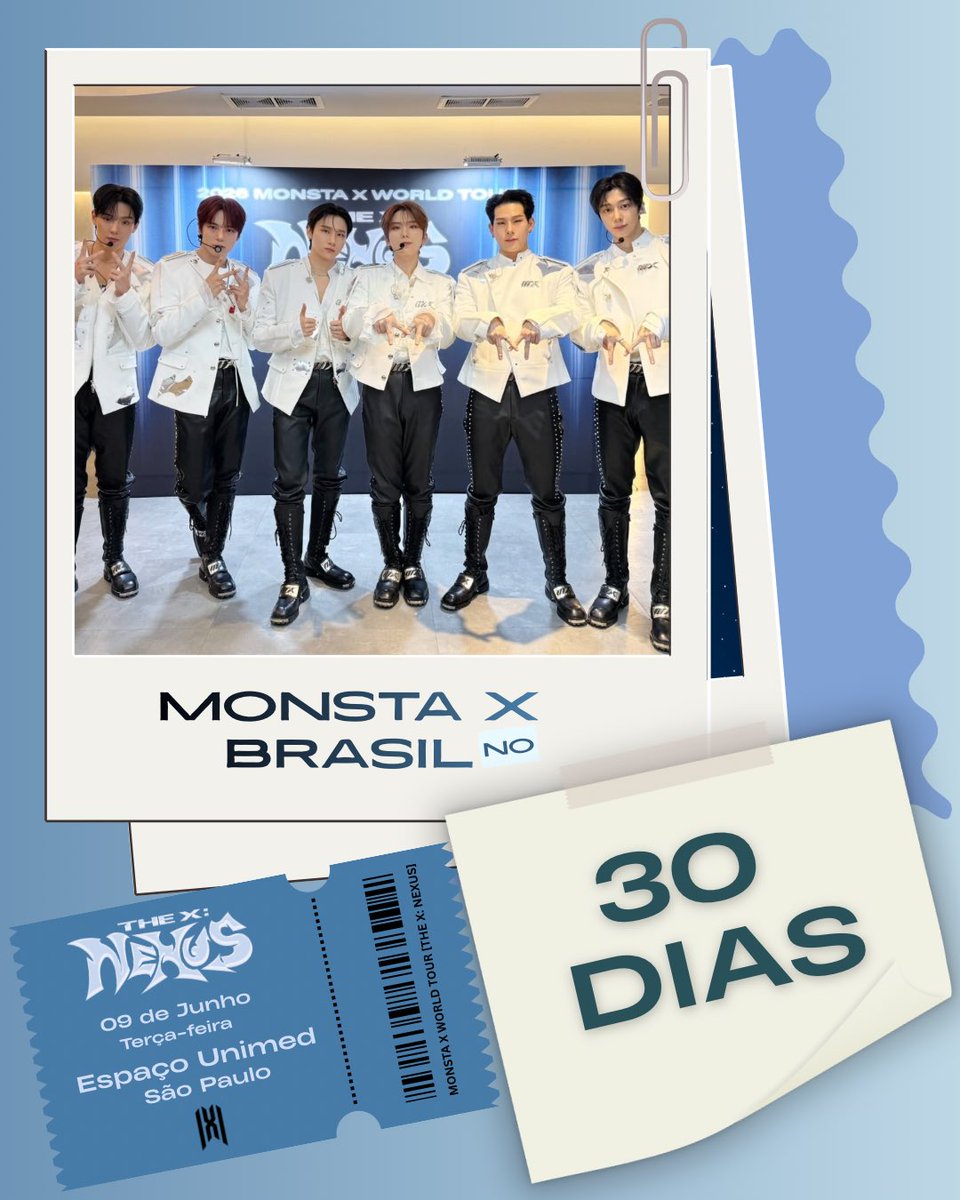 centralmonbebe's tweet photo. MONSTA X WORLD TOUR [THE X: NEXUS] 
09.06.26 | São Paulo 🇧🇷

FALTAM 30 DIAS PARA O SHOW! 

Como anda o coração monbebe? Ansiosos? Quem a Central encontra no show? 🩵🩷

#MONSTAXnoBrasil
#MONSTAX_THEX_NEXUS_SP https://t.co/wk4zewARTs