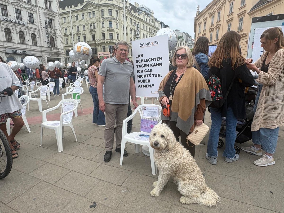 deutsch_ch's tweet photo. Bei einer Kundgebung in Wien hat die Österreichische Gesellschaft für ME/CFS und die We&amp;Me Stiftung auf die fehlende Versorgung und mangelnde soziale Absicherung von Betroffenen aufmerksam gemacht. Jetzt Petition zum  PAIS-Aktionsplan auf openPetition unterschreiben. https://t.co/6m2CsZleCT