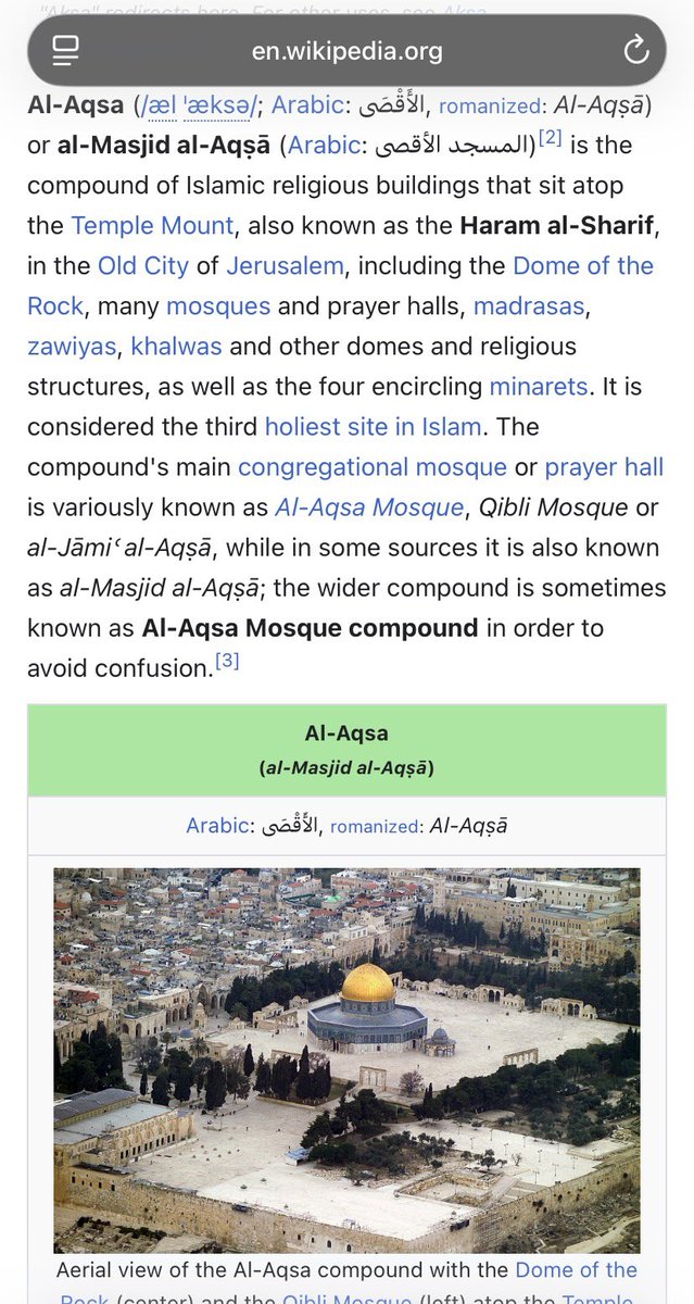 LaBellaDonna95's tweet photo. The compound as a whole is regularly referred to as that. Not sure why you like taking weird jabs at Muslims. Muslims, whether Palestinian or not have ties to the land. Grow up. https://t.co/z2vMoCwSbI