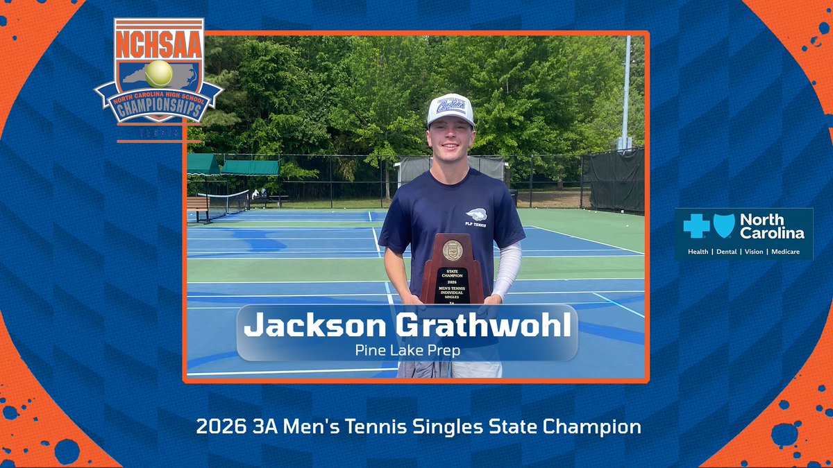 NCHSAA's tweet photo. 🎾Meet your 2026 Men’s Individual Tennis Singles State Champions!! It’s been an exciting tennis weekend!🎾 

1A/2A Singles Champion: Derek Shute, Franklin Academy @FA_Patriots 
3A Singles Champion: Jackson Grathwohl, Pine Lake Prep @PLP_Athletics 
4A Singles Champion: Tejas Sridhar, Lake Norman Charter @LNCAthletics 
5A Singles Champion: Luke Durham, Western Alamance @We_Are_WA 
1/2
#NCHSAAGameLockedIn @NCTF61 @raleighncsports