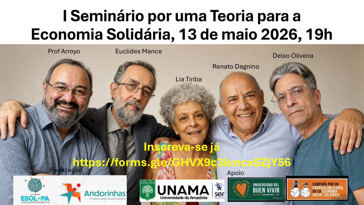 CampaignSolidar's tweet photo. @fsm2026cotonou @2025FSMET @educaecosol Link para inscrição no I Seminário Por uma Teoria para a Economia Solidária: https://t.co/aJCKcGTHGD https://t.co/bNp2YY71mX