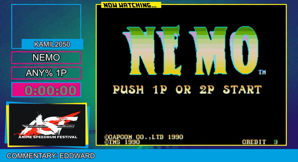 Finally, after years of trying, we have a run of NEMO!!! The great runner <a href="/kamil20506/">kamil2050</a> has been the one to be chosen to take the task of clearing this amazing arcade classic!

Little Nemo: Adventures in Slumberland for those who wondering. #ASF2026 #AnimeArcadeGame