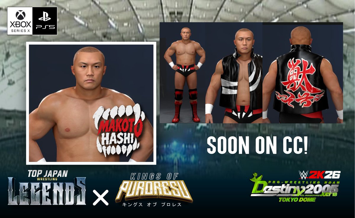 A2KGCaws's tweet photo. #WWE2K26 #TOPJAPANLEGENDS #KOP 
THE READ BEAST / AKIYAMA PROTEGE - MAKOTO HASHI '05 , A somewhat unusual CAW when talking about retro puro, will be exclusive to this year but we are willing to work on new things and cover all eras. 🐸✊ https://t.co/AfiTK4cmcQ