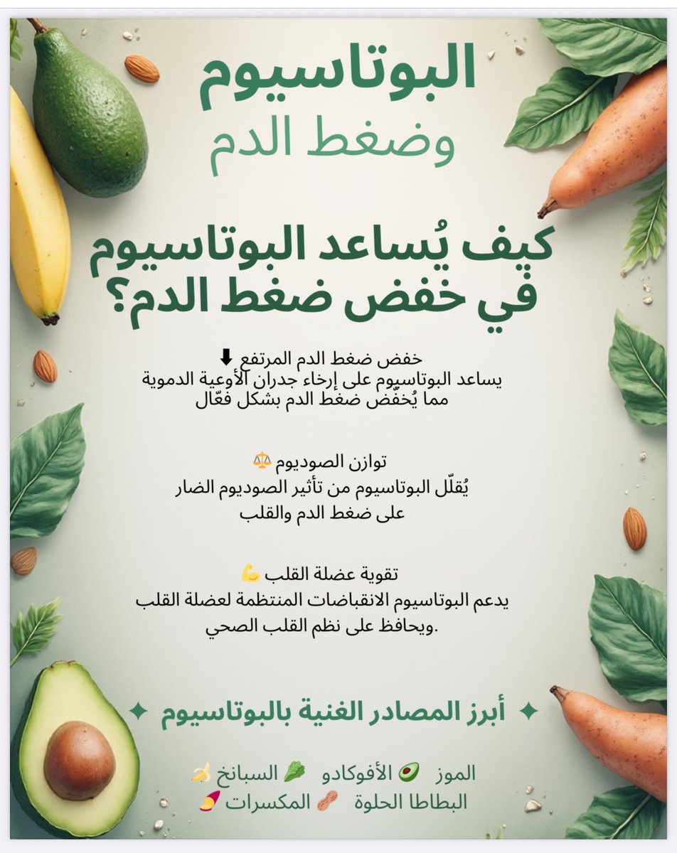 sarahrdn8's tweet photo. كيف يساعد البوتاسيوم في خفض ضغط الدم ⁉️ https://t.co/LlygRL6u09