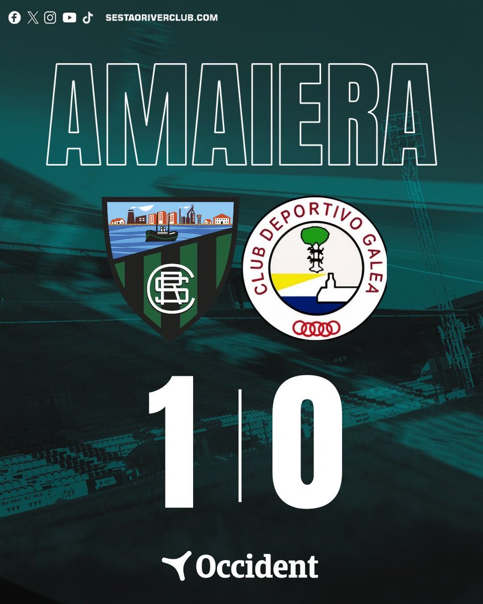 SestaoRC's tweet photo. 𝙎𝙀𝙎𝙏𝘼𝙊 𝙍𝙄𝙑𝙀𝙍 𝘽 | Amaiera

🏁 GARAIPENAAAAAA!

💪🏼 ¡Victoria vital para seguir en puestos de ascenso a División de Honor!

⚽️ Gol de Ander Velado

🔜 ¡Quedan 2️⃣ finales!

#GoazenRiver https://t.co/ScdijOlfF3