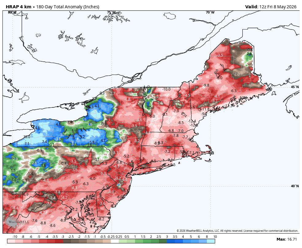 To date, Boston is the driest its been since the start of records in 1872. This record low precip won't last long, though!