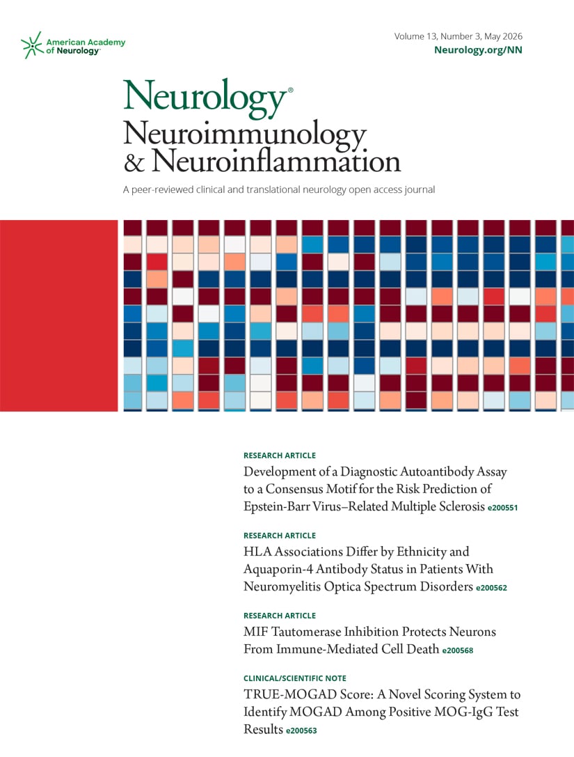 GreenJournal's tweet photo. The May 2026 issue of Neurology Neuroimmunology &amp; Neuroinflammation is now online! All articles are free to read: https://t.co/fF68mj49DY https://t.co/AFWve6NFhF
