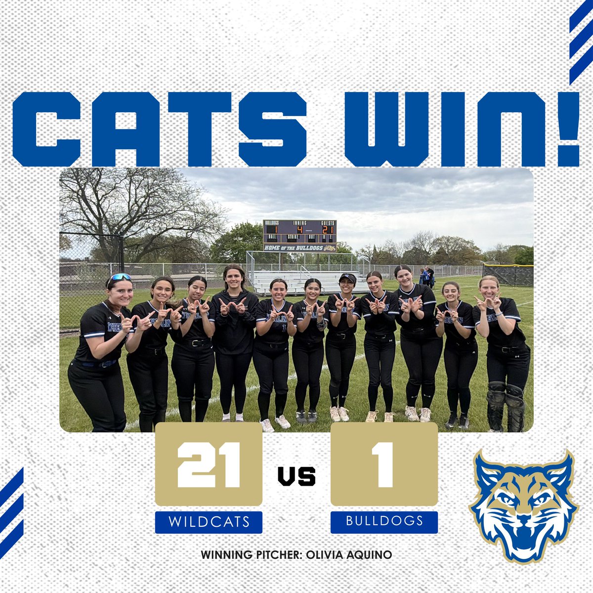 WHSCatsSoftball's tweet photo. Viansa Pollina drives in 7 to lead the offense! Olivia Aquino with another W on the mound! https://t.co/0NRTXkX4He
