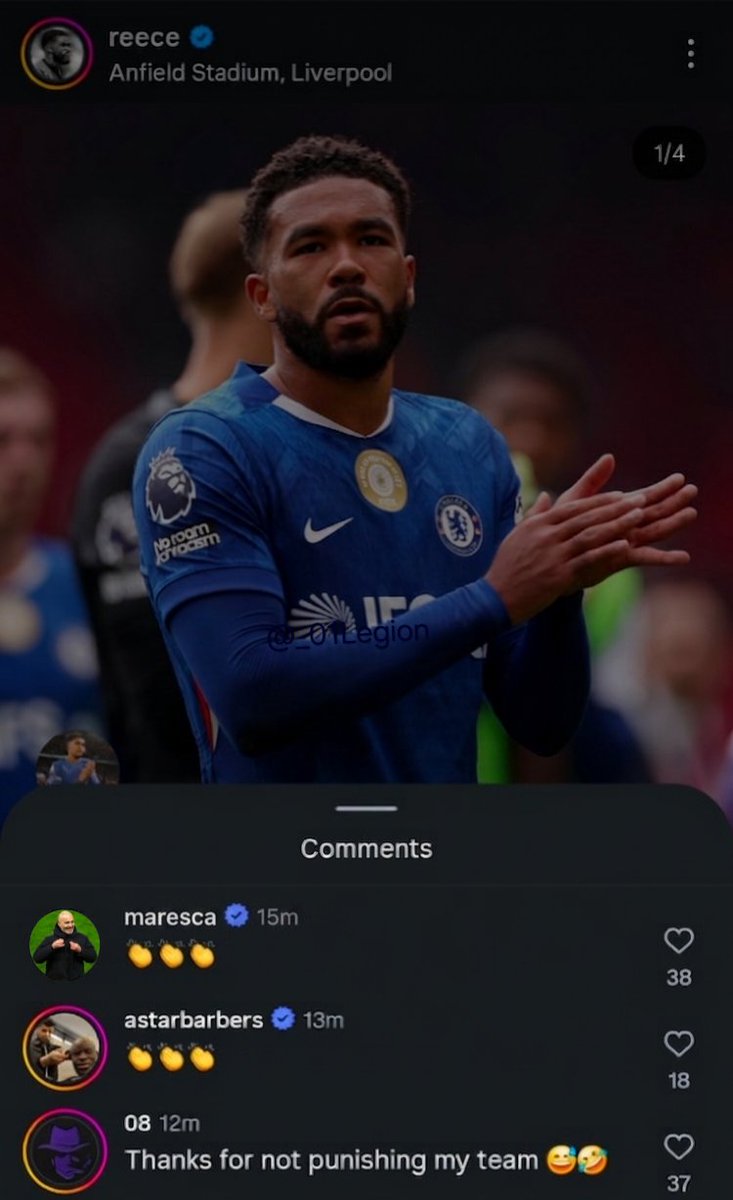 🚨📲 Enzo Maresca replied to Reece James on IG.