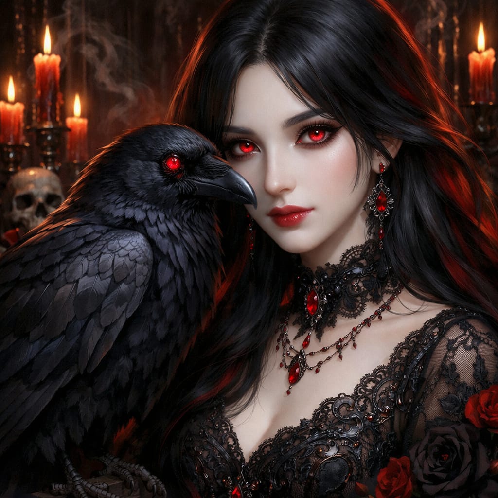 AIbyCalico's tweet photo. She spoke softlyโฆ but even the shadows listened. With a raven at her side and secrets in her gaze, she carried the kind of magic you donโt forget. โจ๐ฉธ
#DarkFantasy #GothicAesthetic #RavenQueen https://t.co/5c1to8fpIa