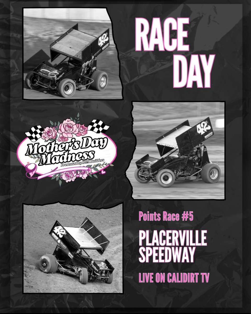 BatesRacing42x's tweet photo. Where do all the cool moms kick off Mother’s Day weekend? At @pvillespeedway , of course! 🏁💐

Mother’s Day Madness presented by RJM Builders is on tonight, and @JustynCox__JC and the team are ready to get back after it in points racing action. 

If you can’t make it out, be sure to catch all the action live on @calidirttv tonight! 📺

@JTP_55