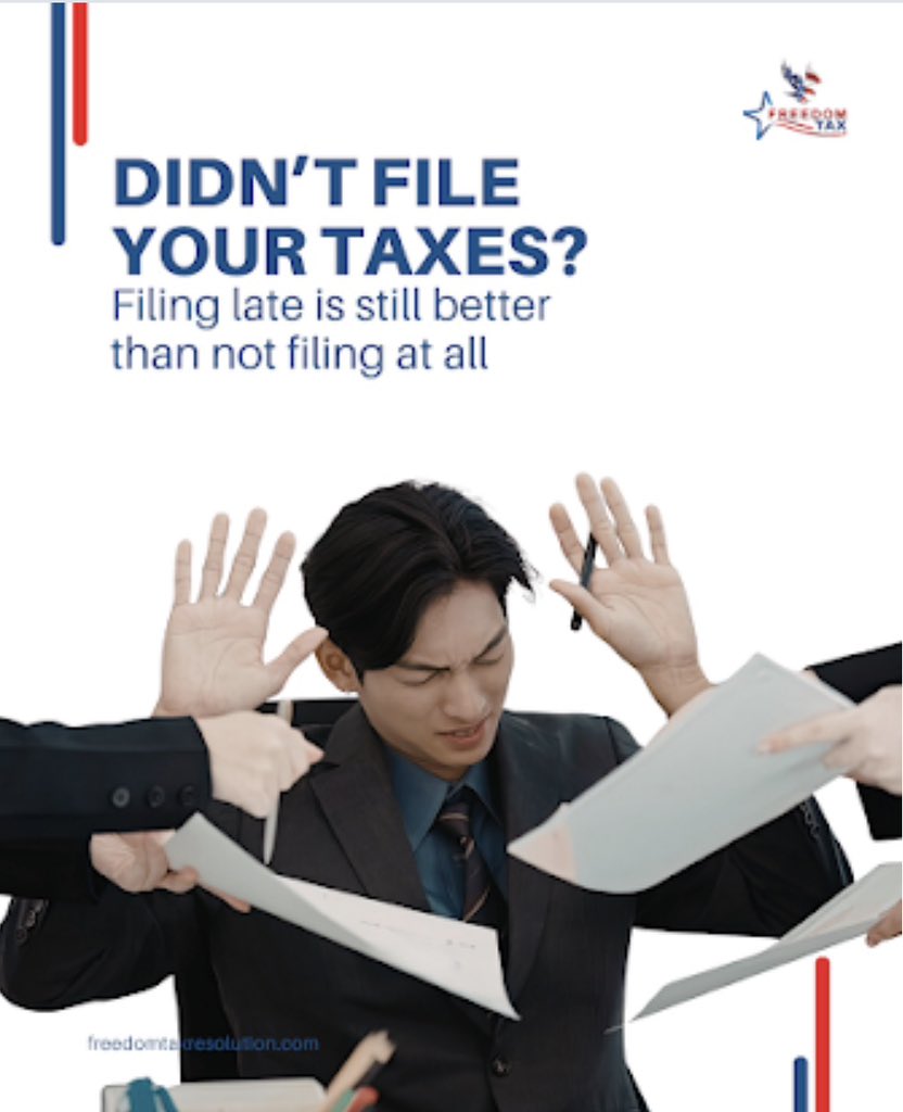 FreedomTaxReso1's tweet photo. 🚨 Missed the tax deadline? Don’t ignore it.
Failing to file can trigger failure-to-file penalties, which are often higher than failure-to-pay penalties. Many people wait because they can’t pay—but that only makes things worse.
✔️ Filing late is better than not filing
✔️ Acting early can help reduce penalties
✔️ You may still have options to fix it
The IRS expects action—even if you can’t pay in full.
At Freedom Tax Resolution, we help you understand your situation and take control before it escalates.
📞 Don’t wait—take the first step today.
☎️ 954-361-7400
🌐 https://t.co/EaiX0KRMR3
👉 Schedule a call and explore your options.
#TaxDeadline #LateFiling #IRSProblems #TaxRelief #TaxHelp #TaxDebt #FreedomTaxResolution 🚨📄