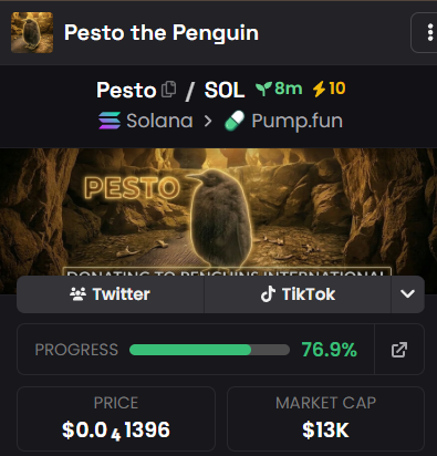 erixev's tweet photo. Dex updated and boosted

Pesto is the most penguin with an estimated 2billion-5billion views according to @grok 

First Pesto coin donating to Penguins International https://t.co/M9PjFZD3bv