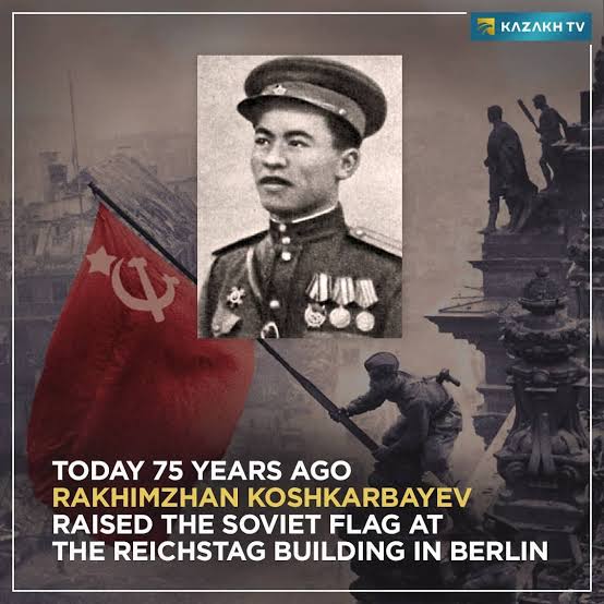 ocrutle's tweet photo. @SweeneySteve Not only did millions of Turkic soldiers contribute to the defeat of the Nazis, but it was also a Kazakh Turk, Rakhimzhan Koshkarbayev, who first hoisted the victory flag on the Reichstag.
History should no longer overlook these Turkic sacrifices!
#TurkicHistory https://t.co/5PSstumeF4