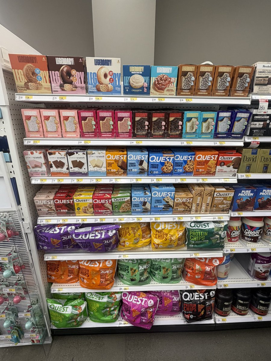 brian_blum1's tweet photo. Fun Fact: Legendary Foods &amp; Quest were started by the same founder

Guys name is Ron Penna. 

Has an entire shelf at Target to himself

Absolutely goated https://t.co/PwXYu8WN6u