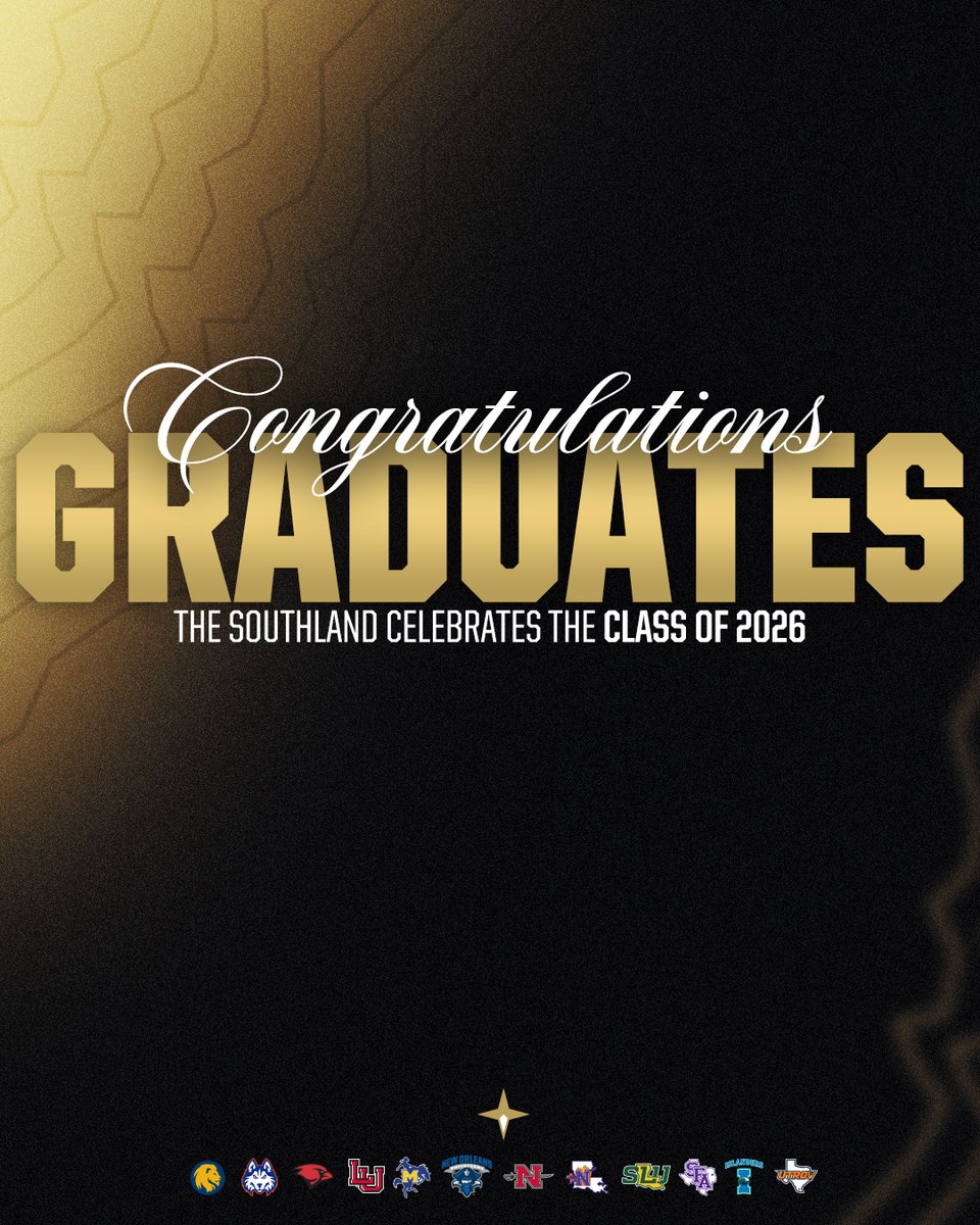 SouthlandSports's tweet photo. The Southland celebrates the Class of 2026 🎓

As commencement ceremonies begin across the conference, we congratulate all of our graduates on this incredible achievement and the legacy they leave on their campuses and communities ⭐️ https://t.co/fi2tjNgmnI