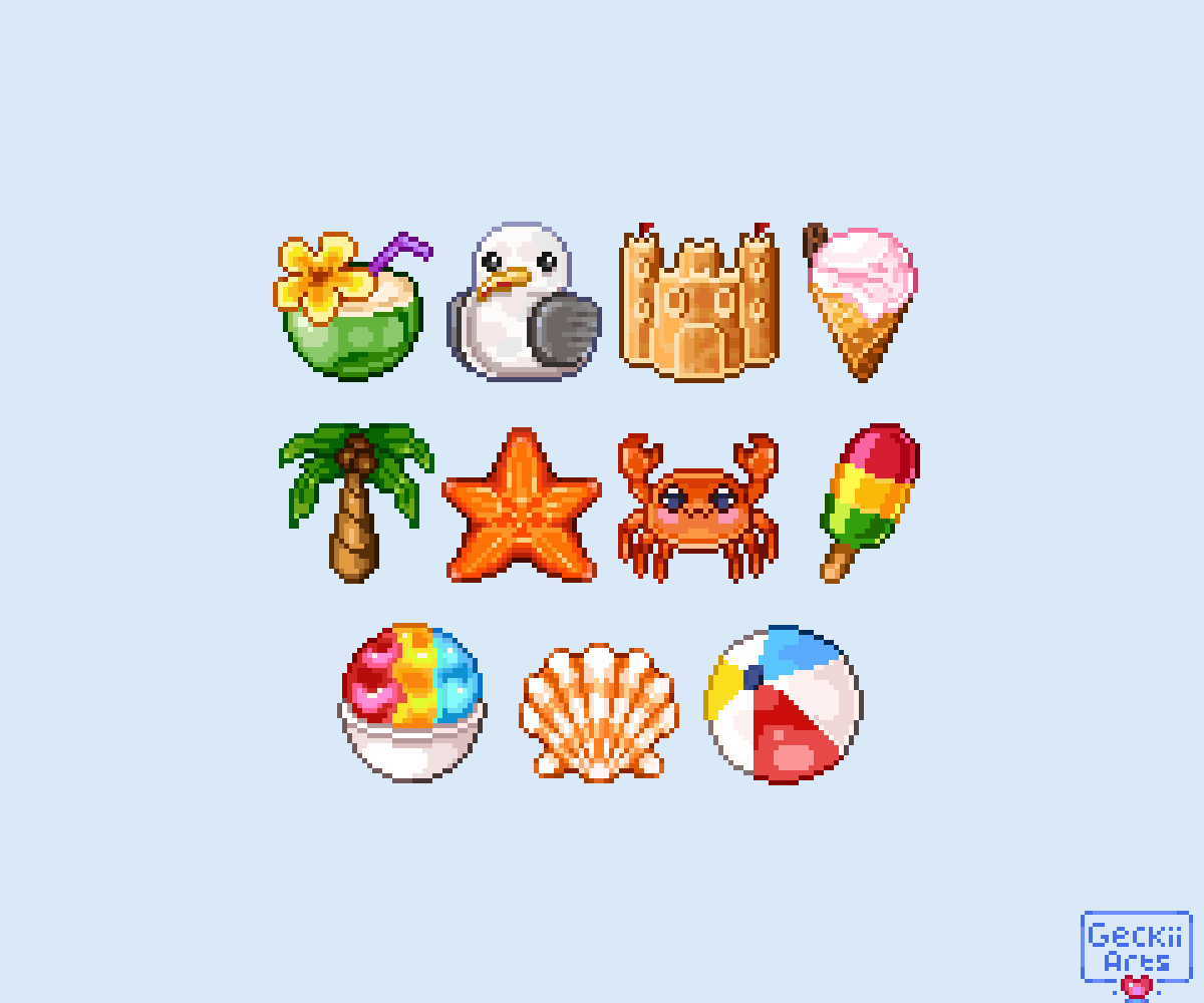 GeckiiArtsx's tweet photo. More summer stuff☀️ (32x32) 

#pixelart https://t.co/5DVuG1zPMk