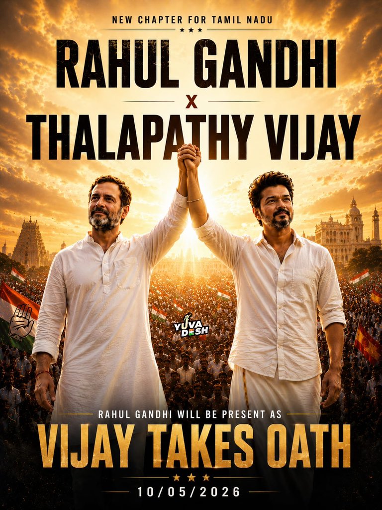 A new chapter begins tomorrow 🔥

LoP @rahulgandhi  joins Vijay as Tamil Nadu steps into a new era 🙌