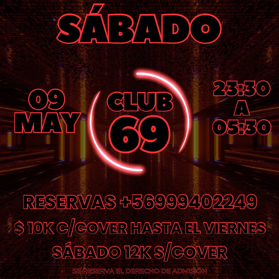 CLUB__69's tweet photo. Desde las 23:30 hrs.

- Barra
- Baños
- Mobiliario morboso
- Zona fumadores
- Zonas cruising
- 1er y 2do. piso climatizados sin estufas
- Lockers gratis con candado para tus cosas
- Higiene, limpieza y comodidad

#gaychile🇨🇱 #gaychilesantiago #santiagogay #santiagogaychile https://t.co/9XWGTOKs14